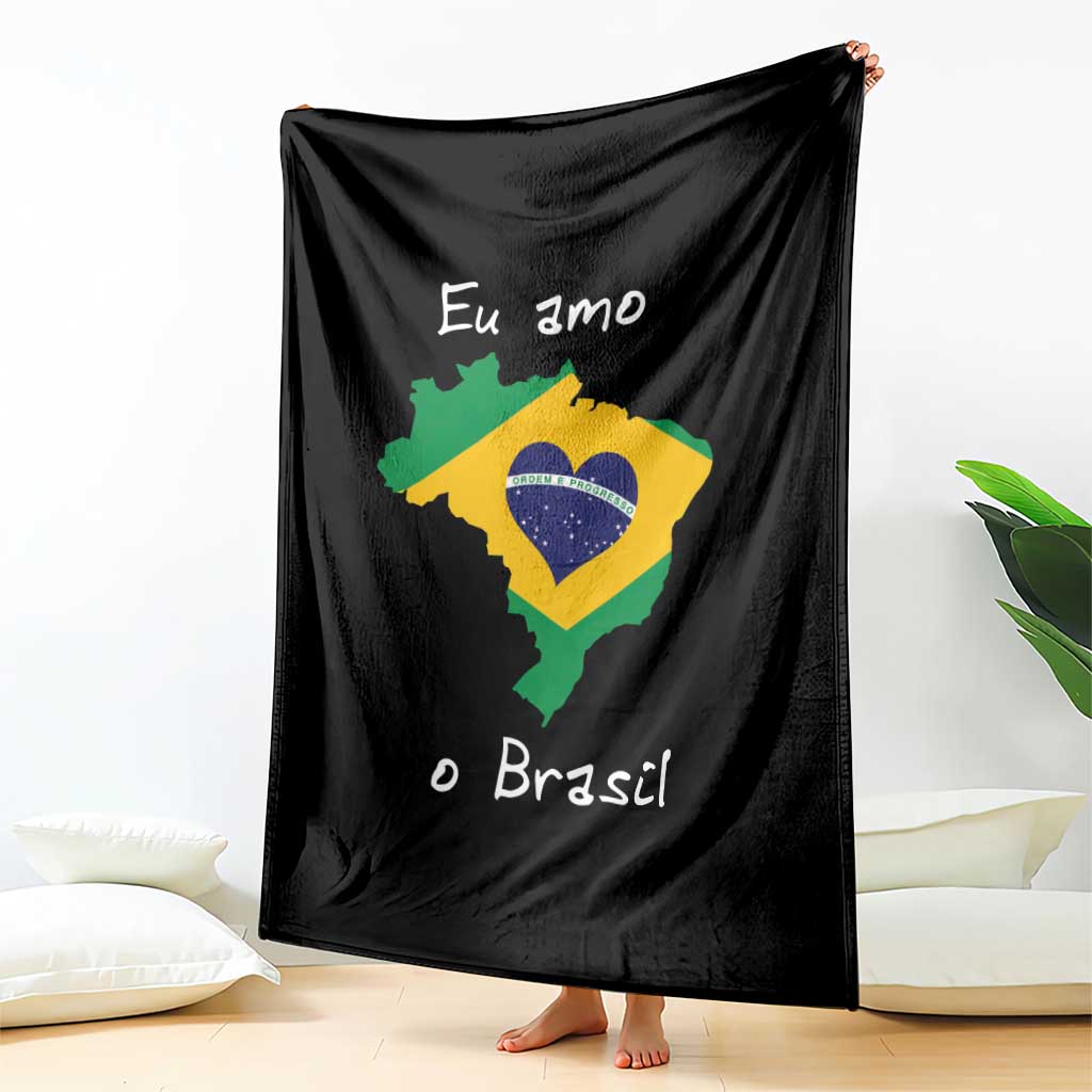 Eu Amo O Brasil Flag Map Throw Blanket I Love Brazil Patriotic Heart Brazilian Pride