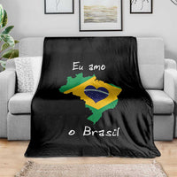 Eu Amo O Brasil Flag Map Throw Blanket I Love Brazil Patriotic Heart Brazilian Pride