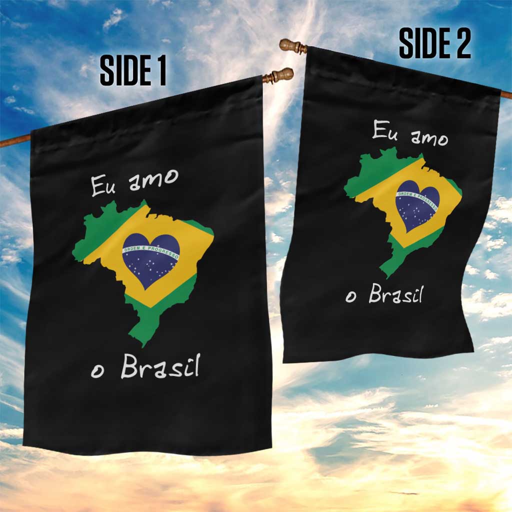 Eu Amo O Brasil Flag Map Garden Flag I Love Brazil Patriotic Heart Brazilian Pride