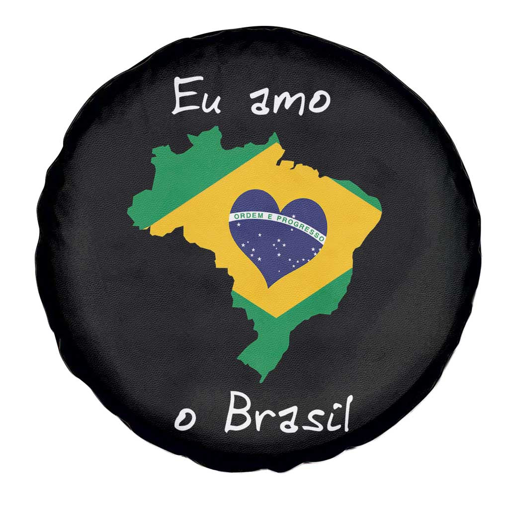 Eu Amo O Brasil Flag Map Spare Tire Cover I Love Brazil Patriotic Heart Brazilian Pride