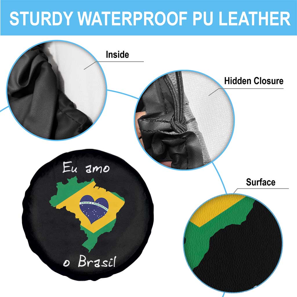Eu Amo O Brasil Flag Map Spare Tire Cover I Love Brazil Patriotic Heart Brazilian Pride