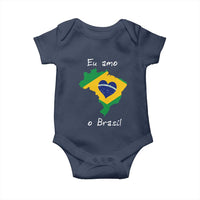 Eu Amo O Brasil Flag Map Baby Onesie I Love Brazil Patriotic Heart Brazilian Pride