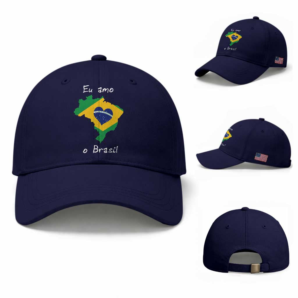 Eu Amo O Brasil Flag Map Baseball Cap I Love Brazil Patriotic Heart Brazilian Pride