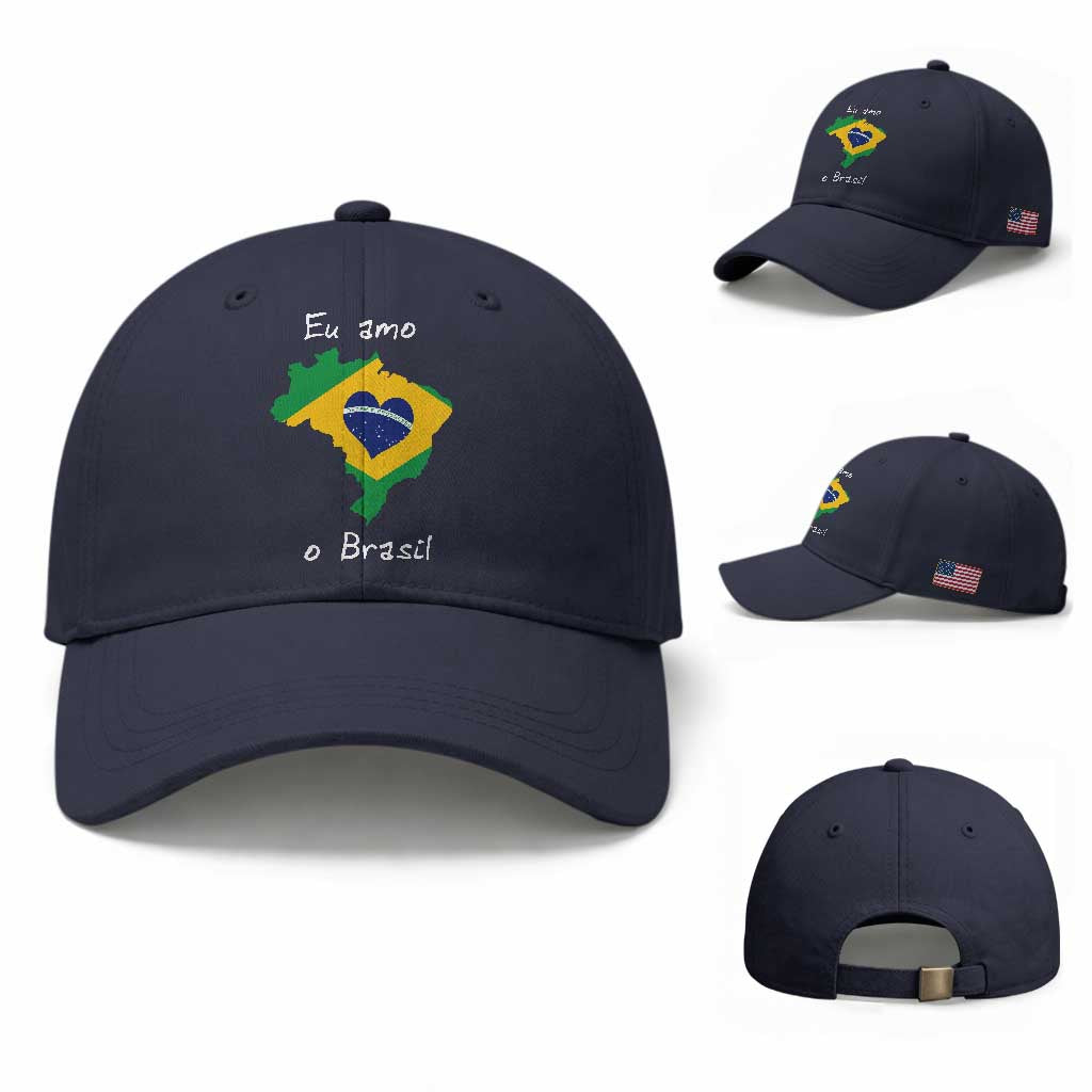 Eu Amo O Brasil Flag Map Baseball Cap I Love Brazil Patriotic Heart Brazilian Pride