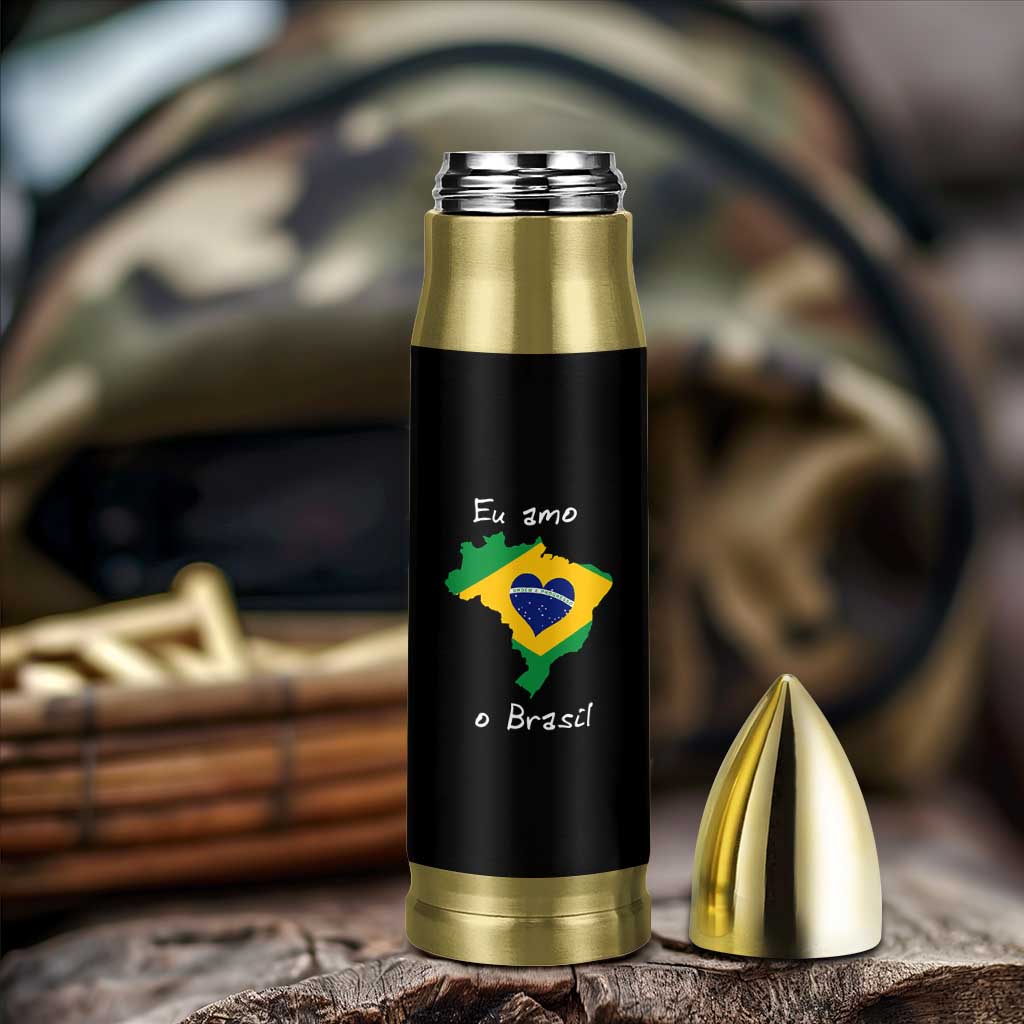 Eu Amo O Brasil Flag Map Bullet Tumbler I Love Brazil Patriotic Heart Brazilian Pride