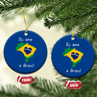 Eu Amo O Brasil Flag Map Ceramic Ornament I Love Brazil Patriotic Heart Brazilian Pride