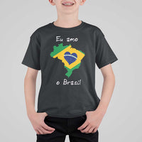 Eu Amo O Brasil Flag Map T Shirt For Kid I Love Brazil Patriotic Heart Brazilian Pride
