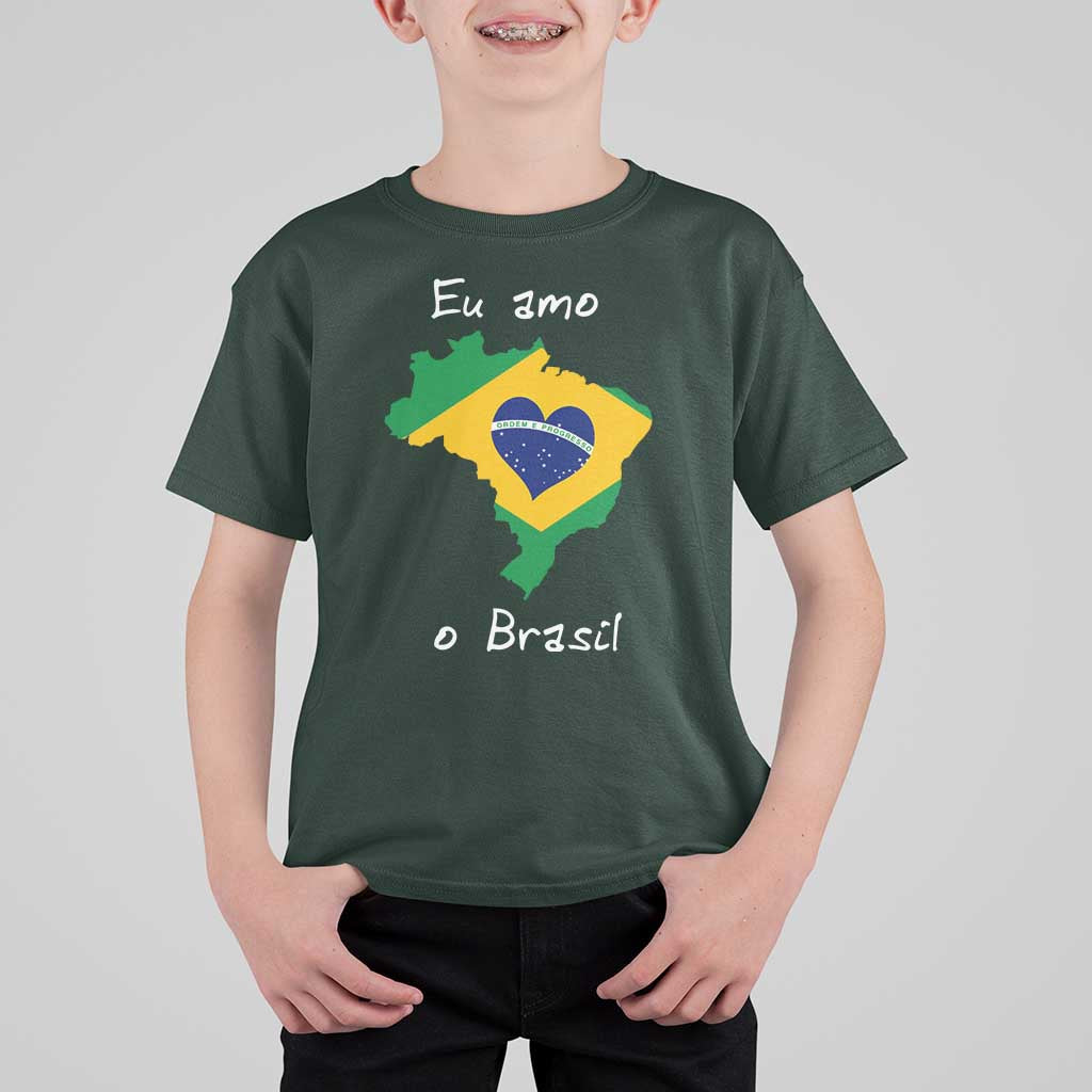 Eu Amo O Brasil Flag Map T Shirt For Kid I Love Brazil Patriotic Heart Brazilian Pride