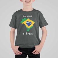 Eu Amo O Brasil Flag Map T Shirt For Kid I Love Brazil Patriotic Heart Brazilian Pride