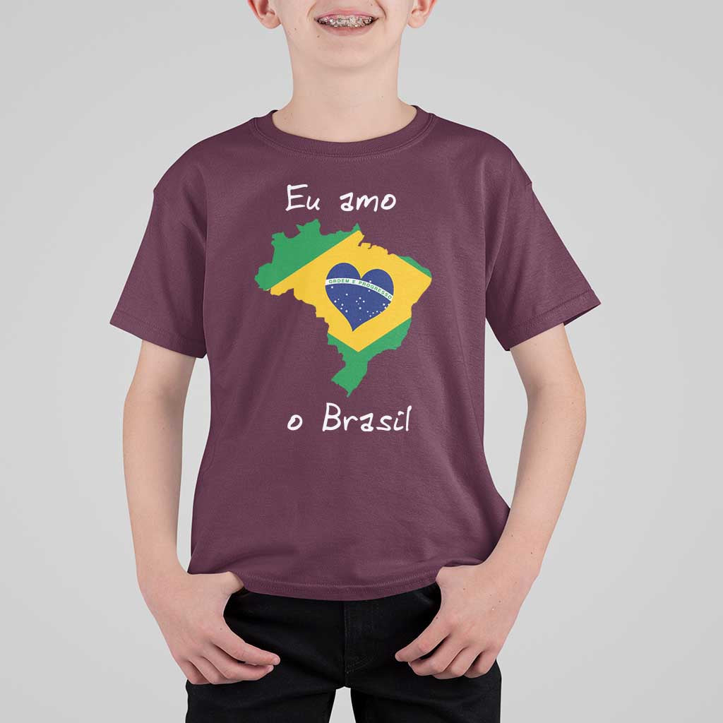 Eu Amo O Brasil Flag Map T Shirt For Kid I Love Brazil Patriotic Heart Brazilian Pride
