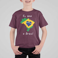 Eu Amo O Brasil Flag Map T Shirt For Kid I Love Brazil Patriotic Heart Brazilian Pride