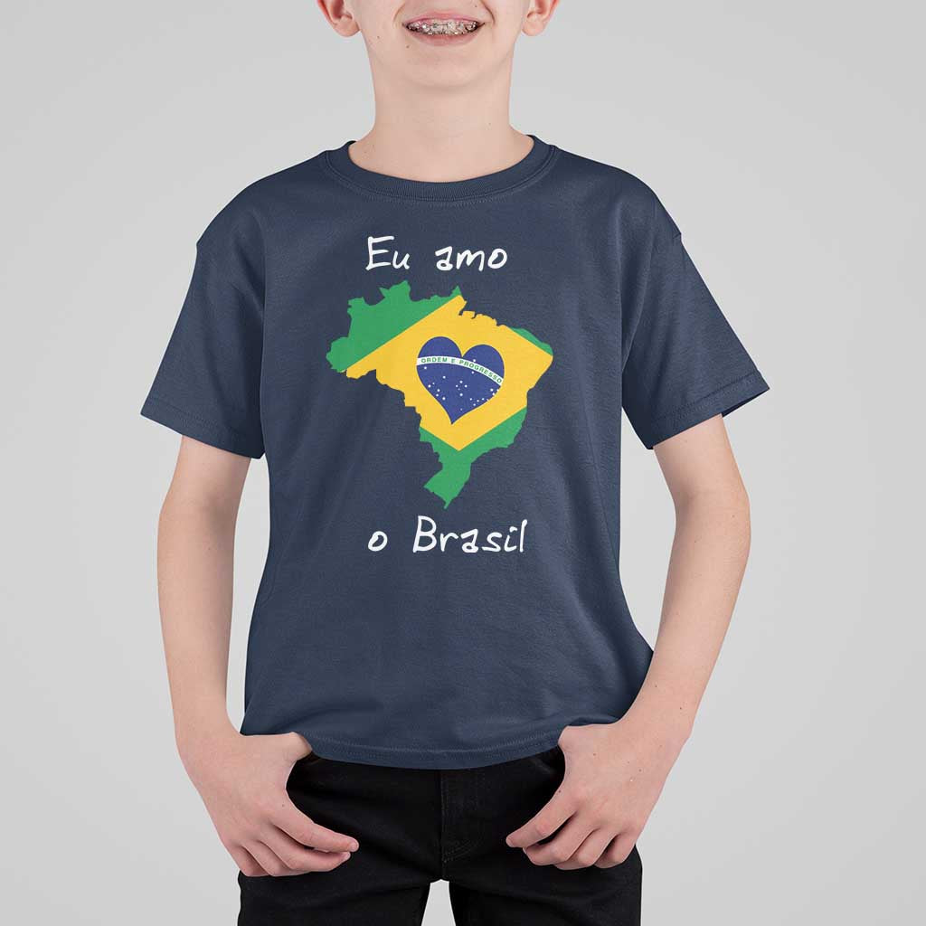 Eu Amo O Brasil Flag Map T Shirt For Kid I Love Brazil Patriotic Heart Brazilian Pride