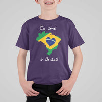 Eu Amo O Brasil Flag Map T Shirt For Kid I Love Brazil Patriotic Heart Brazilian Pride