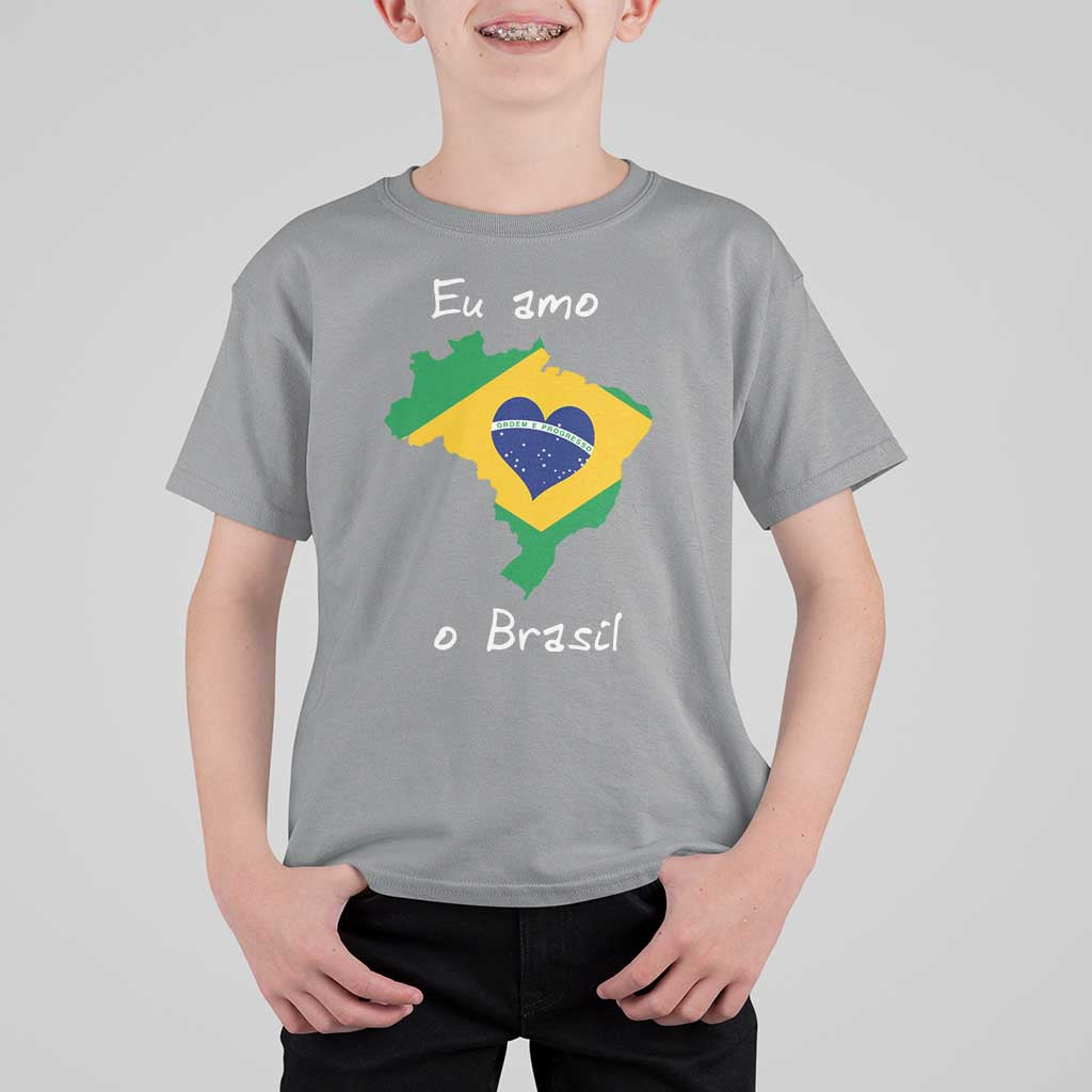Eu Amo O Brasil Flag Map T Shirt For Kid I Love Brazil Patriotic Heart Brazilian Pride