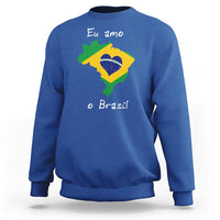 Eu Amo O Brasil Flag Map Sweatshirt I Love Brazil Patriotic Heart Brazilian Pride