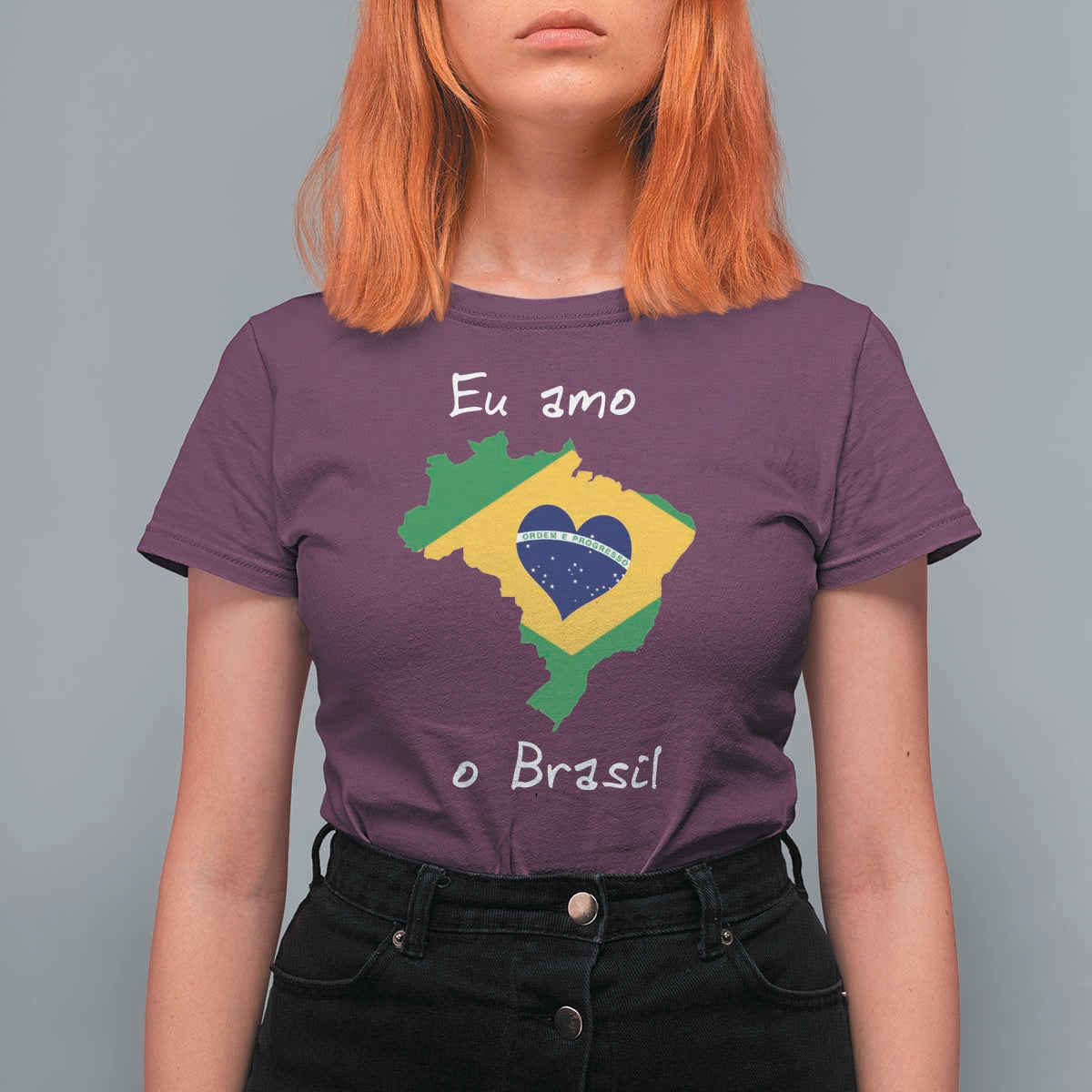 Eu Amo O Brasil Flag Map T Shirt For Women I Love Brazil Patriotic Heart Brazilian Pride