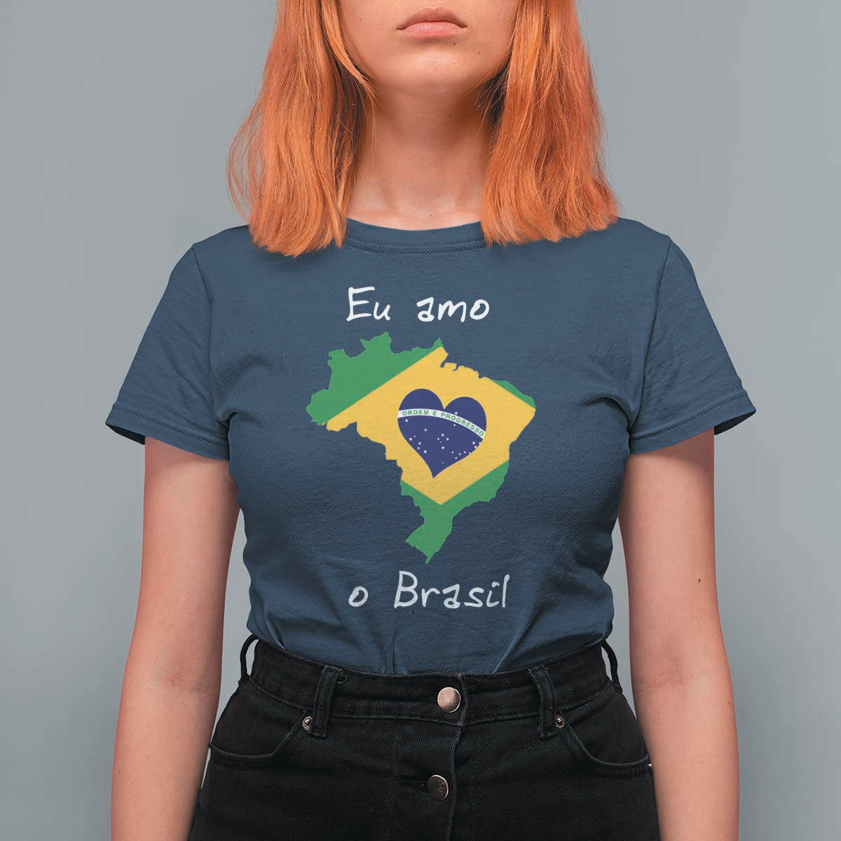Eu Amo O Brasil Flag Map T Shirt For Women I Love Brazil Patriotic Heart Brazilian Pride