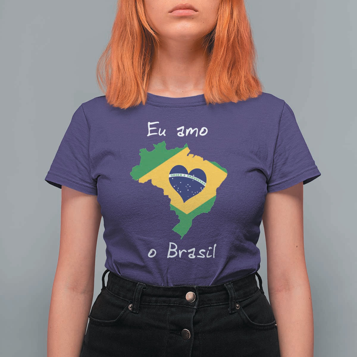 Eu Amo O Brasil Flag Map T Shirt For Women I Love Brazil Patriotic Heart Brazilian Pride