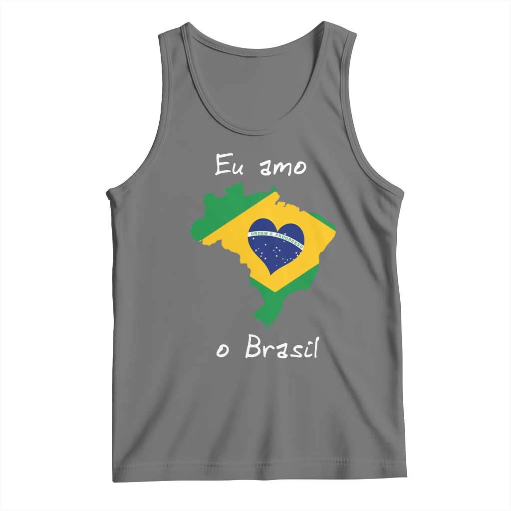 Eu Amo O Brasil Flag Map Tank Top I Love Brazil Patriotic Heart Brazilian Pride