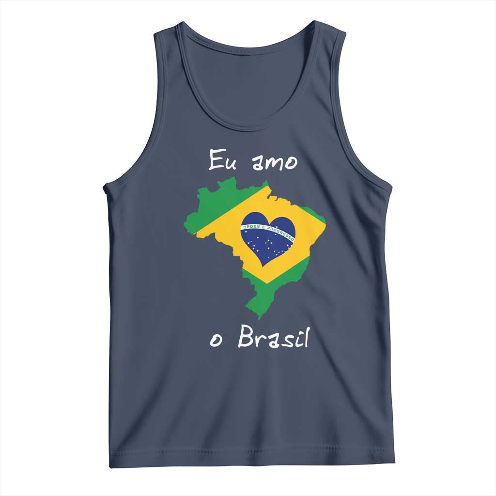 Eu Amo O Brasil Flag Map Tank Top I Love Brazil Patriotic Heart Brazilian Pride