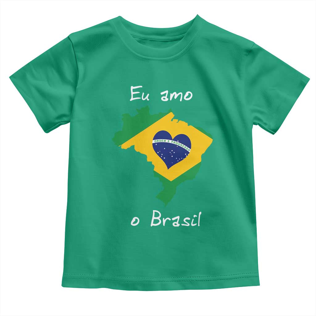 Eu Amo O Brasil Flag Map Toddler T Shirt I Love Brazil Patriotic Heart Brazilian Pride