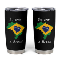 Eu Amo O Brasil Flag Map Tumbler Cup I Love Brazil Patriotic Heart Brazilian Pride