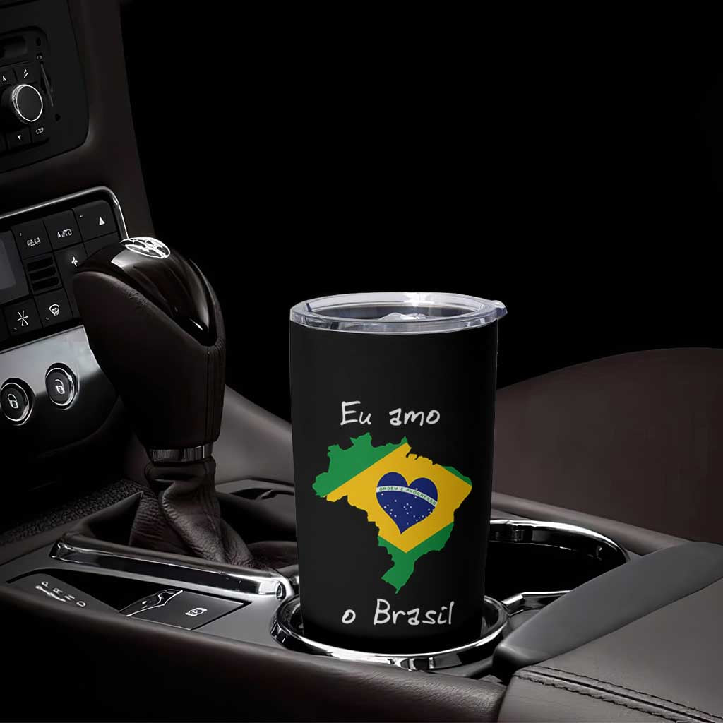 Eu Amo O Brasil Flag Map Tumbler Cup I Love Brazil Patriotic Heart Brazilian Pride