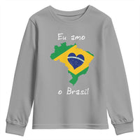 Eu Amo O Brasil Flag Map Youth Sweatshirt I Love Brazil Patriotic Heart Brazilian Pride