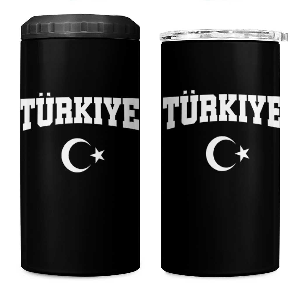 Vintage Proud Türkiye Flag Crescent and Star 4 in 1 Can Cooler Tumbler Patriotic Turkish Turkey Heritage Pride