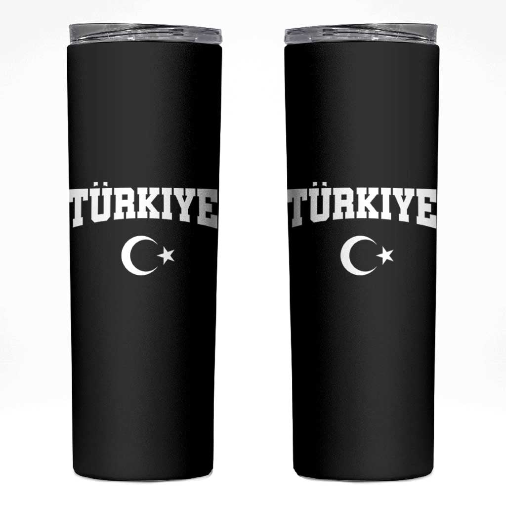 Vintage Proud Türkiye Flag Crescent and Star Skinny Tumbler Patriotic Turkish Turkey Heritage Pride