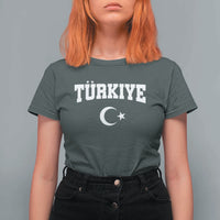 Vintage Proud Türkiye Flag Crescent and Star T Shirt For Women Patriotic Turkish Turkey Heritage Pride