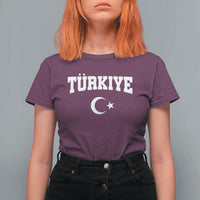 Vintage Proud Türkiye Flag Crescent and Star T Shirt For Women Patriotic Turkish Turkey Heritage Pride
