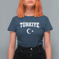 Vintage Proud Türkiye Flag Crescent and Star T Shirt For Women Patriotic Turkish Turkey Heritage Pride