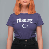 Vintage Proud Türkiye Flag Crescent and Star T Shirt For Women Patriotic Turkish Turkey Heritage Pride