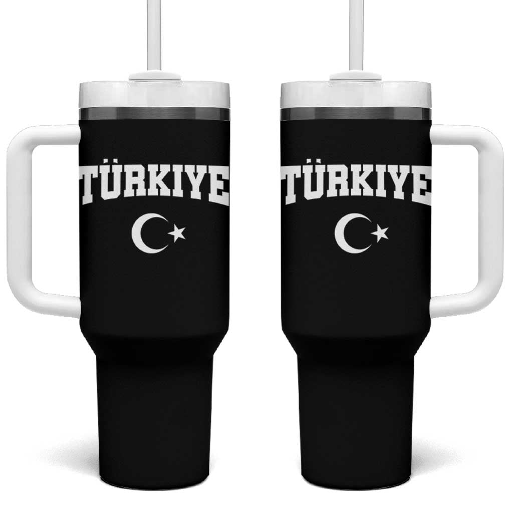 Vintage Proud Türkiye Flag Crescent and Star Tumbler With Handle Patriotic Turkish Turkey Heritage Pride