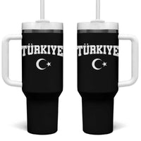 Vintage Proud Türkiye Flag Crescent and Star Tumbler With Handle Patriotic Turkish Turkey Heritage Pride