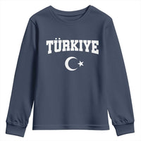 Vintage Proud Türkiye Flag Crescent and Star Youth Sweatshirt Patriotic Turkish Turkey Heritage Pride