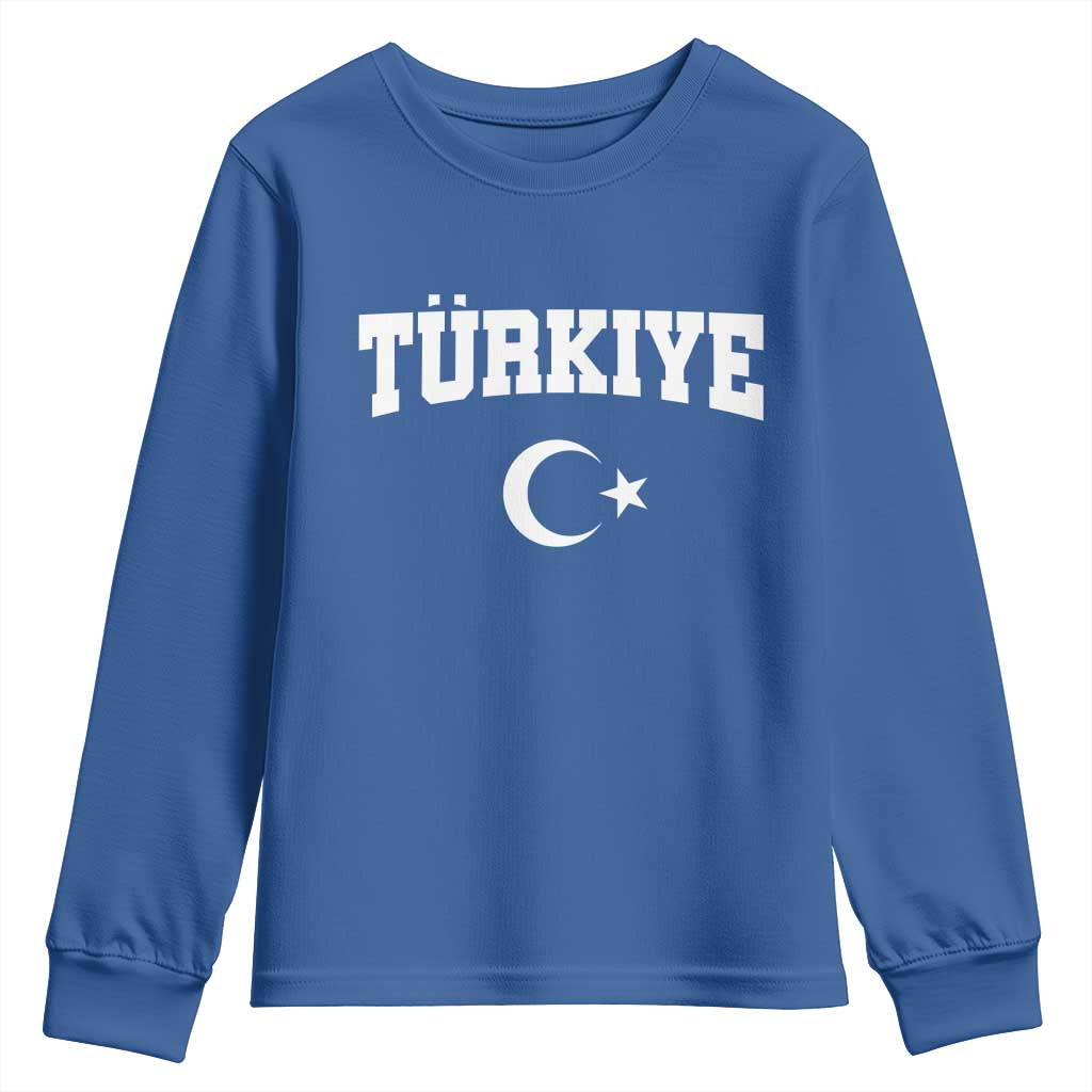 Vintage Proud Türkiye Flag Crescent and Star Youth Sweatshirt Patriotic Turkish Turkey Heritage Pride