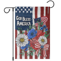 God Bless America Patriotic Floral Garden Flag Red White Blue Daisy Bouquet 4th of July Independence Day Celebration