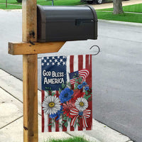 God Bless America Patriotic Floral Garden Flag Red White Blue Daisy Bouquet 4th of July Independence Day Celebration