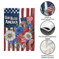 God Bless America Patriotic Floral Garden Flag Red White Blue Daisy Bouquet 4th of July Independence Day Celebration