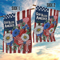 God Bless America Patriotic Floral Garden Flag Red White Blue Daisy Bouquet 4th of July Independence Day Celebration