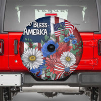 God Bless America Patriotic Floral Spare Tire Cover Red White Blue Daisy Bouquet 4th of July Independence Day Celebration