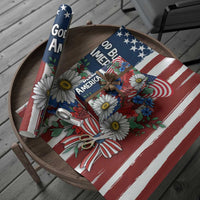 God Bless America Patriotic Floral Wrapping Paper Roll Red White Blue Daisy Bouquet 4th of July Independence Day Celebration