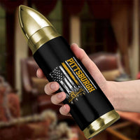 Pittsburgh City Skyline Roberto Clemente Bridge Graphic Bullet Tumbler American Flag Yellow Bridge City Hometown Pride