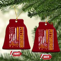 Pittsburgh City Skyline Roberto Clemente Bridge Graphic Ceramic Ornament American Flag Yellow Bridge City Hometown Pride