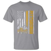 Pittsburgh City Skyline Roberto Clemente Bridge Graphic T Shirt American Flag Yellow Bridge City Hometown Pride