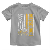 Pittsburgh City Skyline Roberto Clemente Bridge Graphic Toddler T Shirt American Flag Yellow Bridge City Hometown Pride