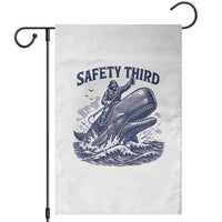Funny Safety Third Captain Riding Sperm Whale Garden Flag Vintage Nautical Ocean Fishing Humor