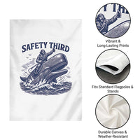 Funny Safety Third Captain Riding Sperm Whale Garden Flag Vintage Nautical Ocean Fishing Humor
